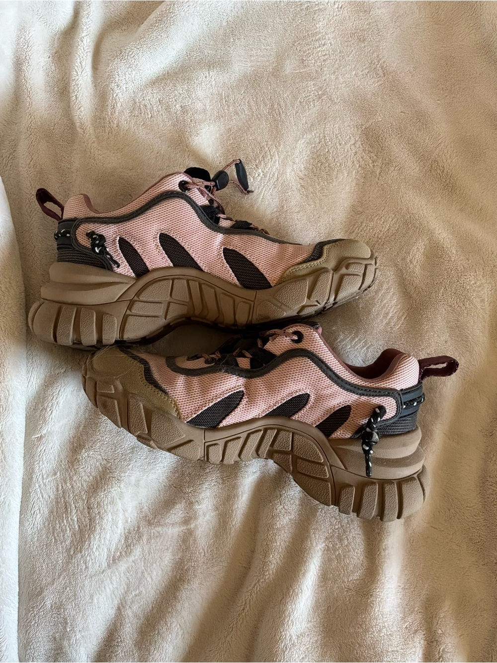 Zara Pink and Brown Chunky Trail Sneakers